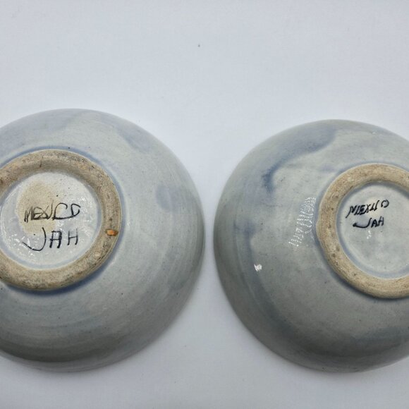 Hand Painted Artisan Tonala Talavera Pottery Bowls Bird Floral Signed Folk Art - Picture 4 of 8